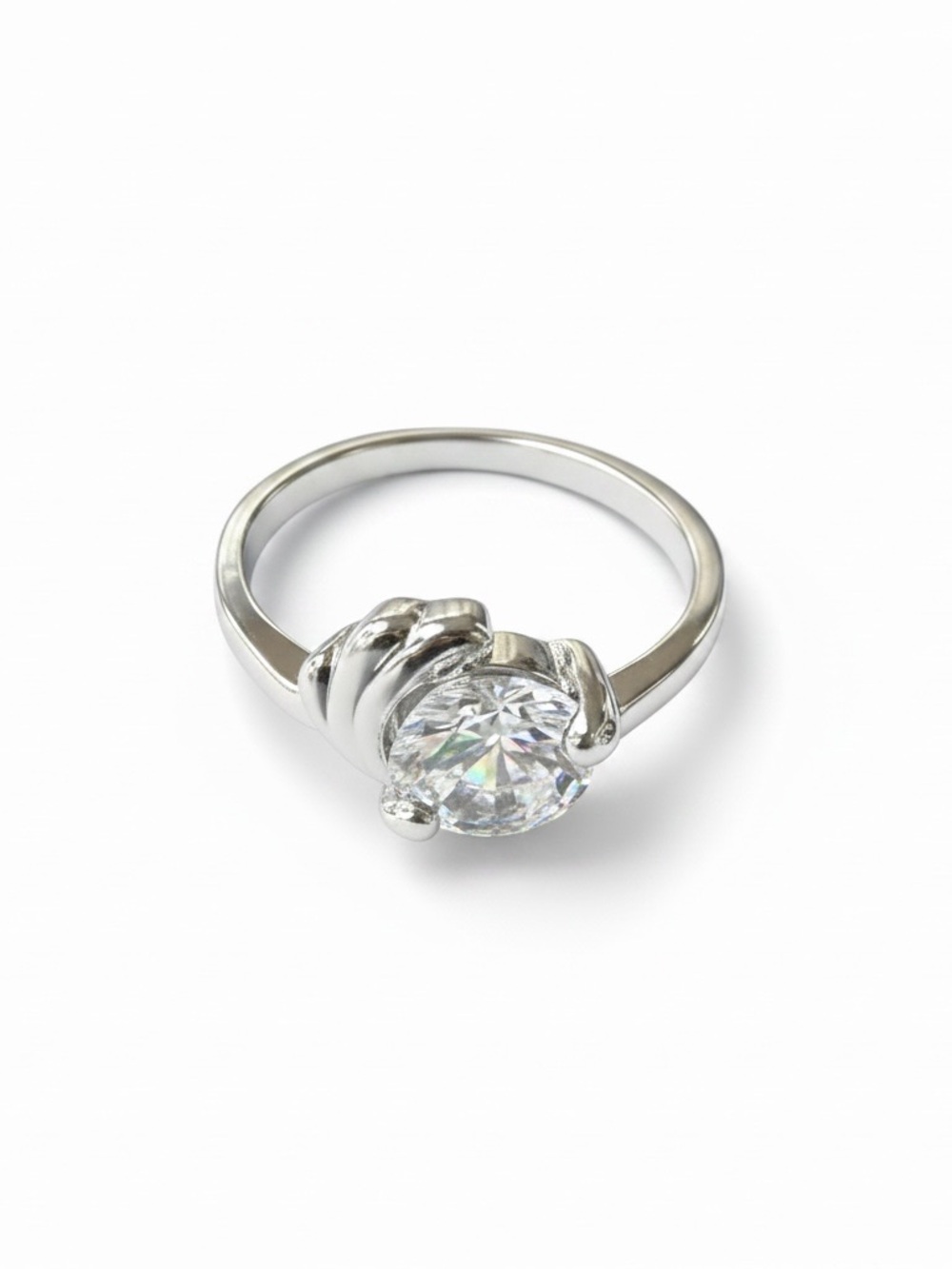 Classic Silver  Ring with Clear Stone size 8